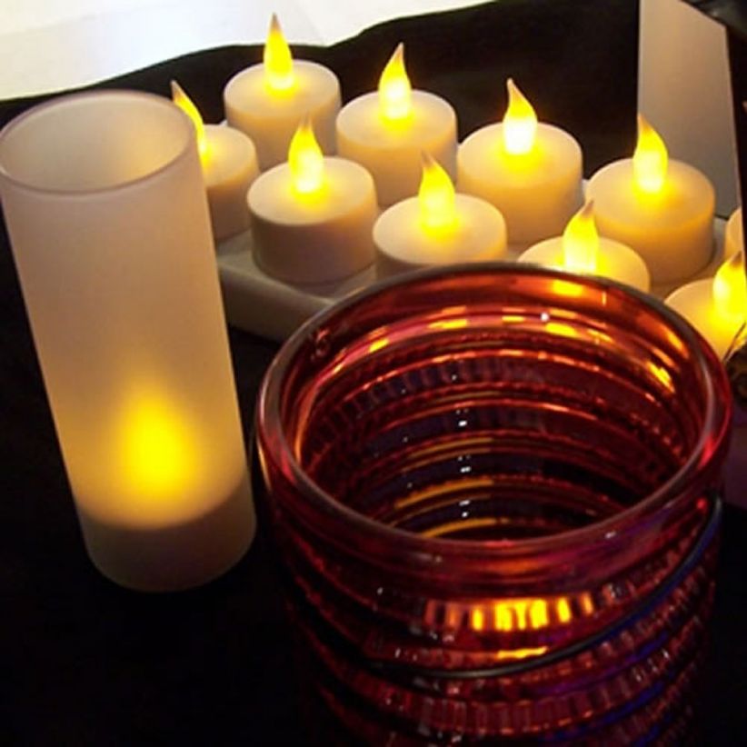 Plateau 12 bougies led jaunes rechargeables - Lux et Déco, Bougies led  rechargeables