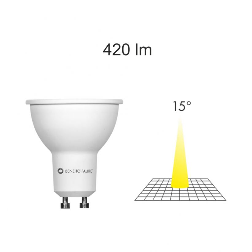 BENEITO 4672 - Ampoule LED GU10, 7W, faisceau étroit 15°