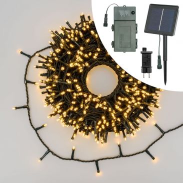 Guirlande lumineuse DEL avec 8 modes d′éclairage - Intérieur / Extérieur -  1000 DEL - 3000K - 25 m