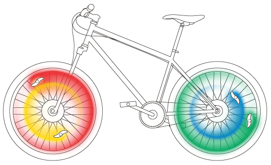 Disque lumineux LED RGB pour axe de roue de vélo